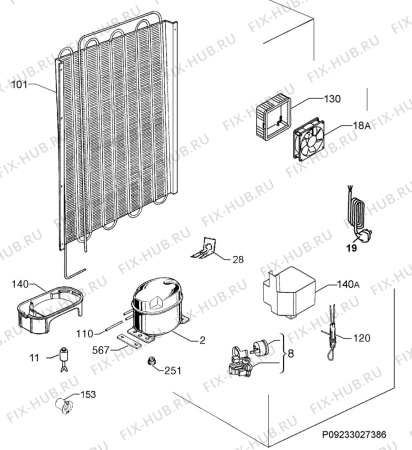 Взрыв-схема холодильника Aeg Electrolux SKZ71200F0 - Схема узла Cooling system 017