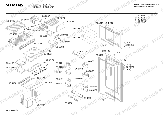 Схема №1 KS33U21IE/98S с изображением Дверь для холодильника Siemens 00235436