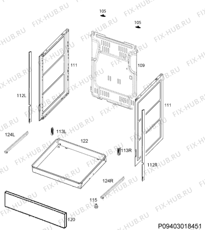 Взрыв-схема плиты (духовки) Zanussi ZCV9550G1S - Схема узла Housing 001