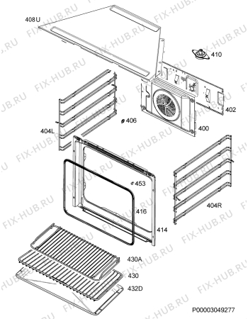 Взрыв-схема плиты (духовки) Electrolux EOB3400AOX - Схема узла Oven