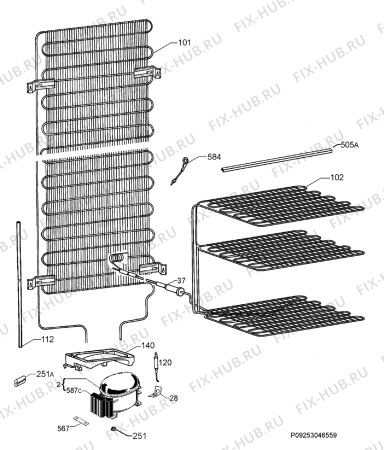 Взрыв-схема холодильника Husqvarna Electrolux QRT4210W - Схема узла Cooling system 017
