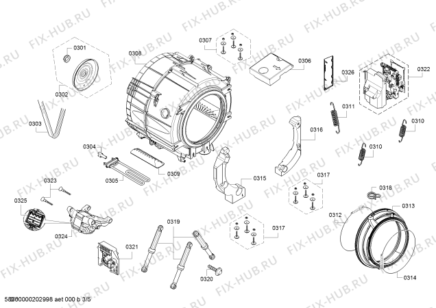 Схема №3 WAT2849BSN с изображением Наклейка для стиральной машины Bosch 10004542