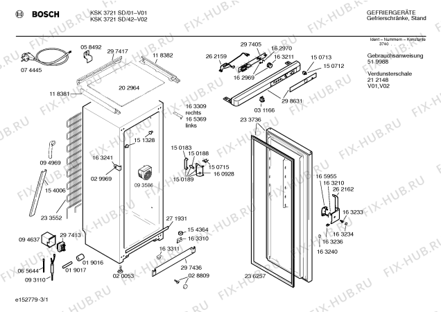 Схема №2 KSK3721SD с изображением Передняя панель для холодильной камеры Bosch 00298631