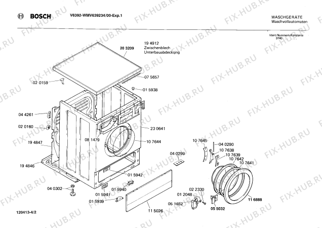 Взрыв-схема стиральной машины Bosch WMV639234 V6392 - Схема узла 02