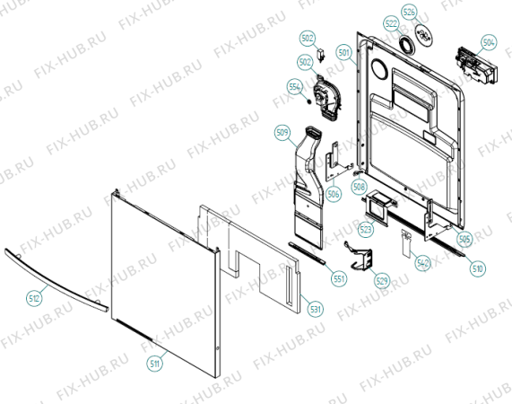 Схема №3 DM730 SE   -Black Bi Soft (900001389, DW70.3) с изображением Дверца для посудомойки Gorenje 265196