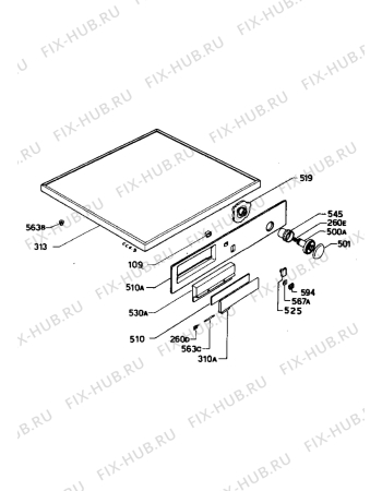 Взрыв-схема стиральной машины Castor C3041 - Схема узла Control panel and lid