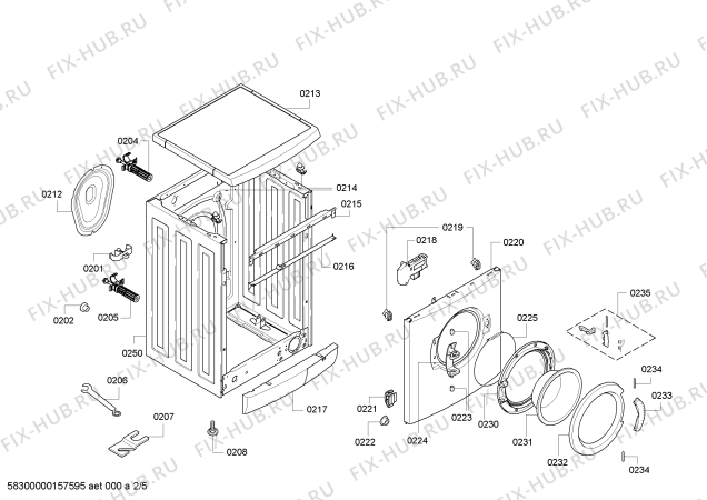 Взрыв-схема стиральной машины Bosch WAE18162ID Maxx VarioPerfect - Схема узла 02
