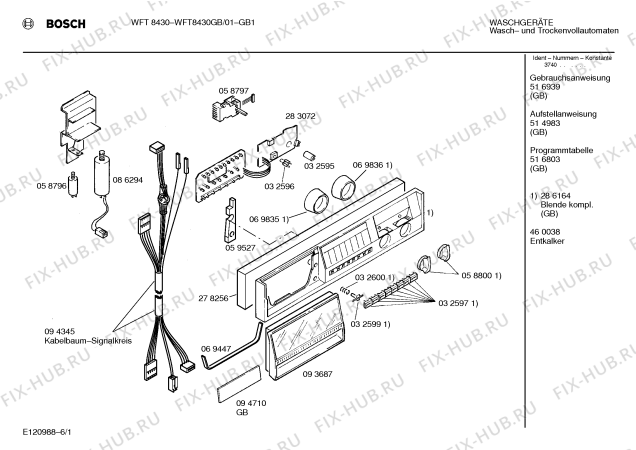 Схема №1 WFT8430GB WFT8430 с изображением Панель для стиральной машины Bosch 00286164