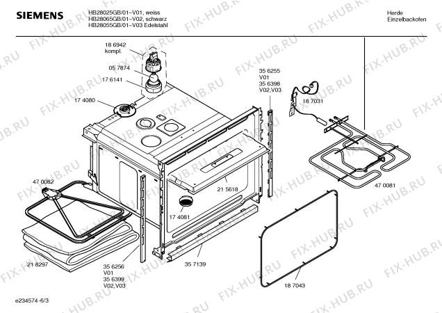 Взрыв-схема плиты (духовки) Siemens HB28065GB - Схема узла 03