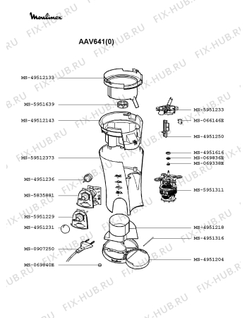 Взрыв-схема соковыжималки Moulinex AAV641(0) - Схема узла PP000913.3P2