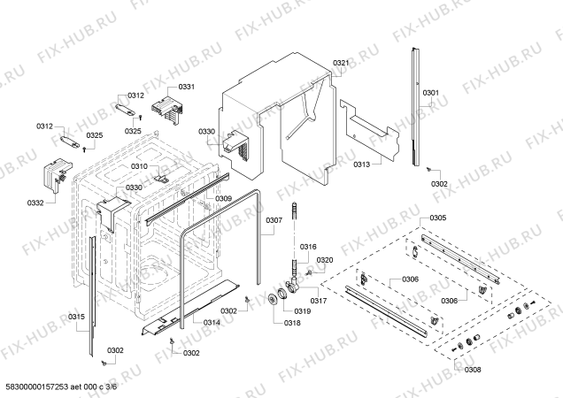 Схема №2 SHX43R52UC SilencePlus 48dBA с изображением Панель управления для посудомойки Bosch 00686954