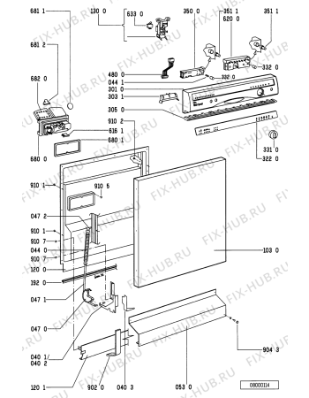 Схема №1 ADP 9516 BL с изображением Микромодуль для посудомоечной машины Whirlpool 481221838005