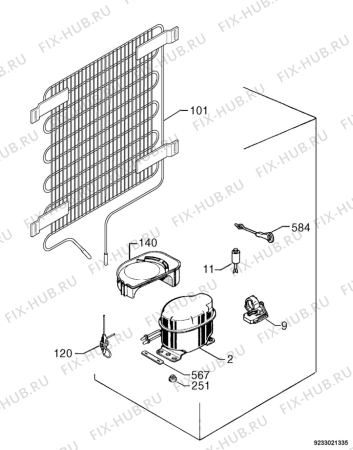 Взрыв-схема холодильника Juno Electrolux JRN44882 - Схема узла Cooling system 017