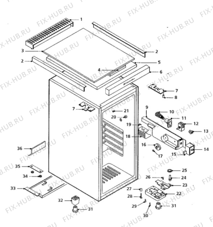 Взрыв-схема комплектующей Electrolux RF512 - Схема узла Cabinet + armatures