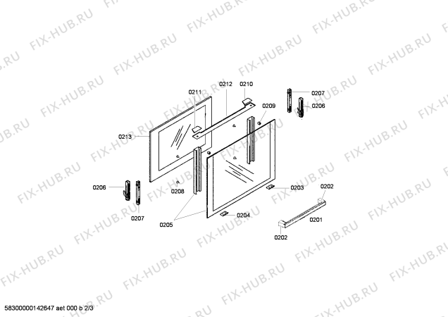 Схема №1 HBL6EW22 с изображением Фронтальное стекло для плиты (духовки) Bosch 00683911