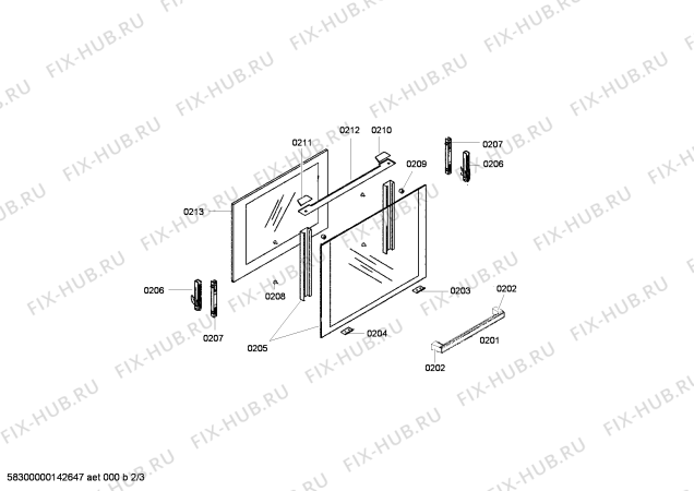 Схема №1 HBL6EW22 с изображением Ручка двери для электропечи Bosch 00676314