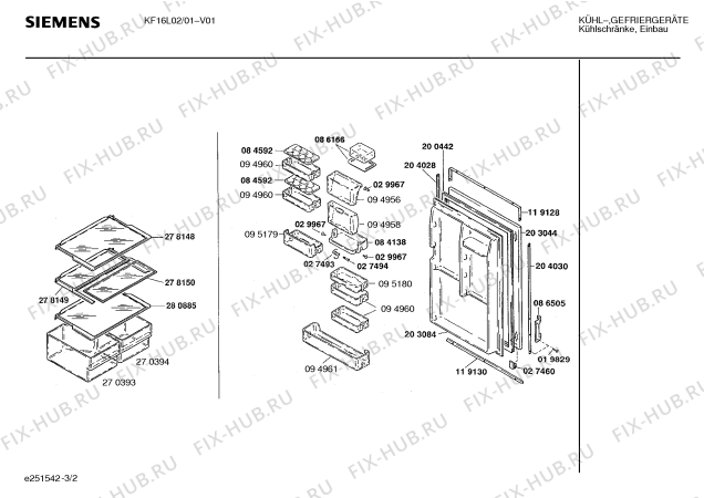 Взрыв-схема холодильника Siemens KF16L02 - Схема узла 02