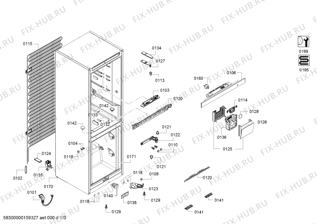 Схема №2 3KSB6805 с изображением Модуль управления, запрограммированный для холодильника Bosch 00753110