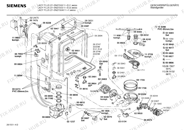 Схема №1 SN27304II с изображением Панель для посудомойки Siemens 00273311