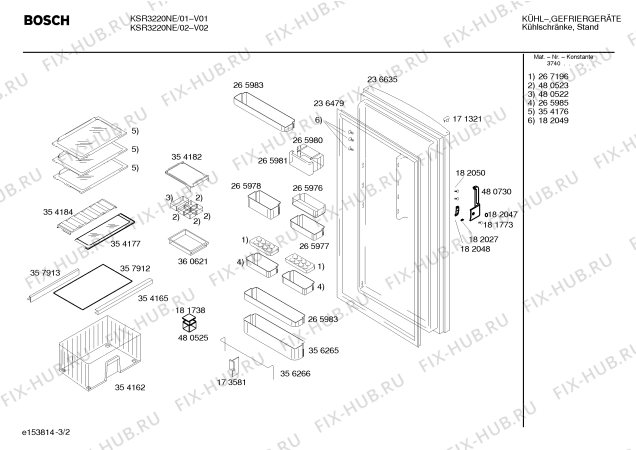 Взрыв-схема холодильника Bosch KSR3220NE - Схема узла 02
