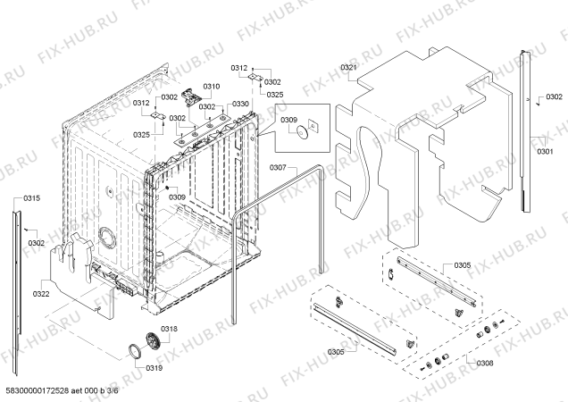 Взрыв-схема посудомоечной машины Bosch SHX4AT55UC Silence 49dBA - Схема узла 03