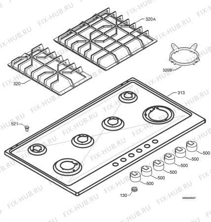 Взрыв-схема плиты (духовки) Electrolux EHG9824X - Схема узла Hob 271