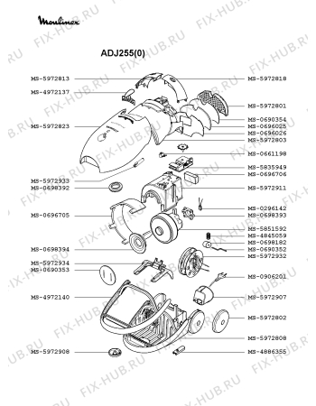 Взрыв-схема пылесоса Moulinex ADJ255(0) - Схема узла RP002267.1P2