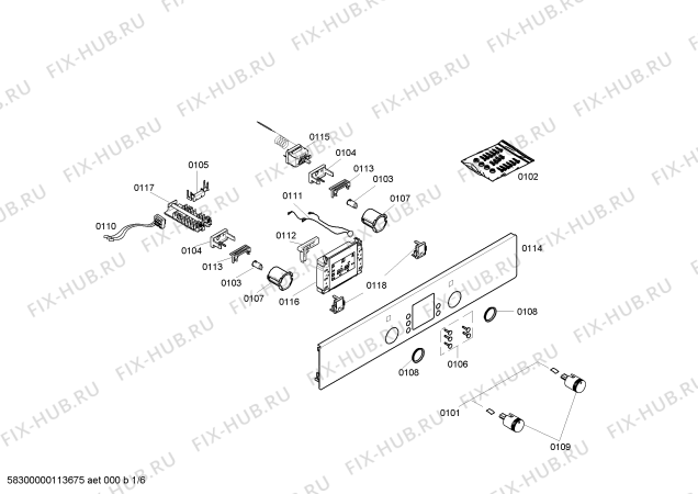 Схема №1 HBN131521B с изображением Панель управления для плиты (духовки) Bosch 00447814
