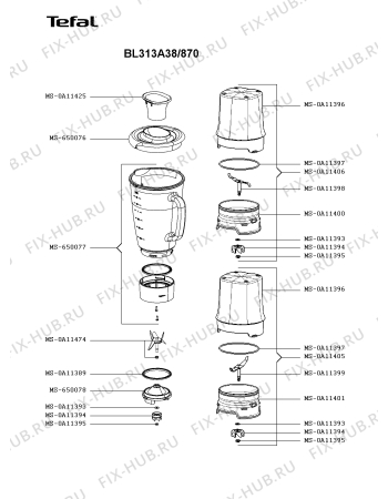 Взрыв-схема блендера (миксера) Tefal BL313A38/870 - Схема узла LP005236.5P2