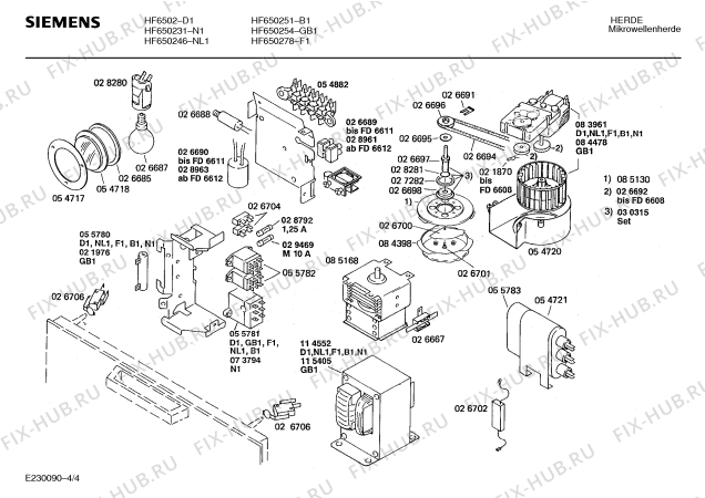 Взрыв-схема микроволновой печи Siemens HF650278 - Схема узла 04