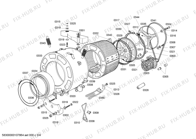 Схема №1 LFA106N10U с изображением Ручка установки времени для стиралки Bosch 00494921