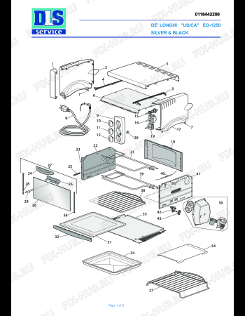 Схема №1 EO 1250 с изображением Переключатель для электропечи DELONGHI 5918136200