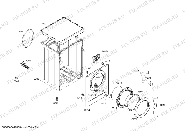 Схема №2 WM14A163 iQ 100 с изображением Панель управления для стиралки Siemens 00708032