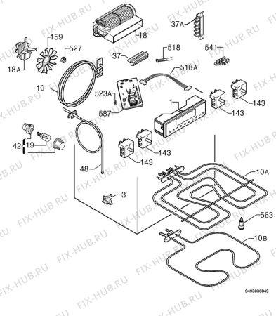 Взрыв-схема плиты (духовки) Privileg 415152_60830 - Схема узла Electrical equipment 268