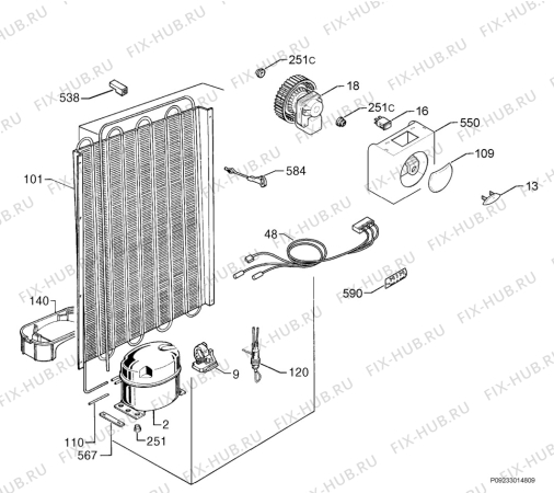 Взрыв-схема холодильника Electrolux ERC3023 - Схема узла Cooling system 017