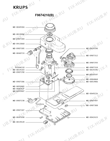 Взрыв-схема кофеварки (кофемашины) Krups F9674210(B) - Схема узла KP001884.8P2