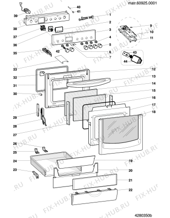 Взрыв-схема плиты (духовки) Ariston CX65SF9XU (F043046) - Схема узла