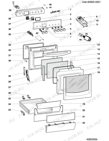 Взрыв-схема плиты (духовки) Hotpoint-Ariston CX65SFAXIHA (F048545) - Схема узла