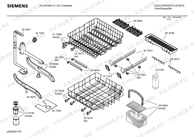 Взрыв-схема посудомоечной машины Siemens SL64A560 - Схема узла 06