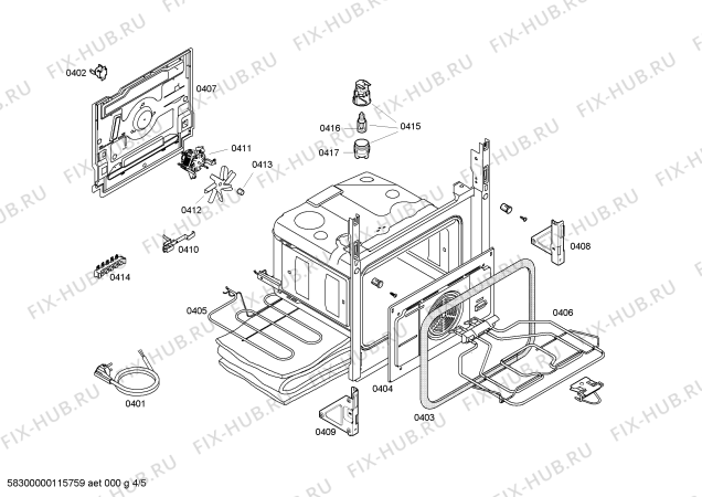 Взрыв-схема плиты (духовки) Bosch HSV645020H - Схема узла 04