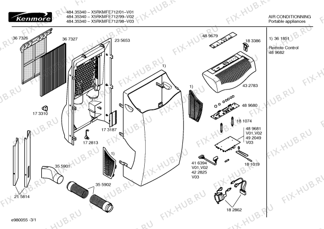 Схема №2 X5RKMFE712 Fedders с изображением Вентиляционная решетка для климатотехники Bosch 00432783