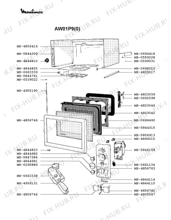 Взрыв-схема микроволновой печи Moulinex AW01P9(0) - Схема узла 8P002369.6P2