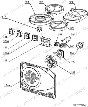 Взрыв-схема плиты (духовки) Electrolux EKC513517X - Схема узла Section 7