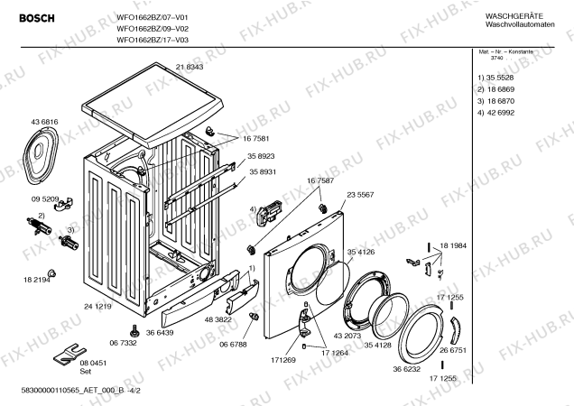 Схема №2 WFO1662BZ Maxx WFO 1662 с изображением Панель управления для стиральной машины Bosch 00445423