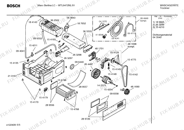 Взрыв-схема сушильной машины Bosch WTL6472NL Maxx Berlina LC - Схема узла 05