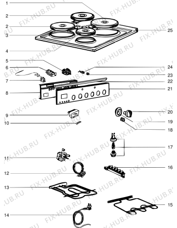 Взрыв-схема плиты (духовки) Indesit KN6046WNE1 (F011976) - Схема узла