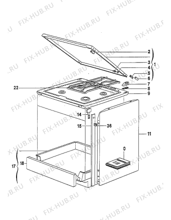 Взрыв-схема плиты (духовки) Electrolux EK6408/1 - Схема узла Housing 001