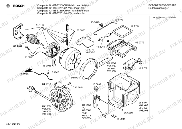 Схема №1 BBS7223 COMPACTA 72 с изображением Модуль управления мотором для мини-пылесоса Bosch 00096073