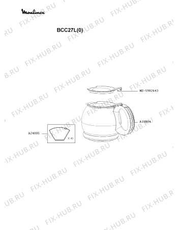 Взрыв-схема кофеварки (кофемашины) Moulinex BCC27L(0) - Схема узла WP001468.4P2