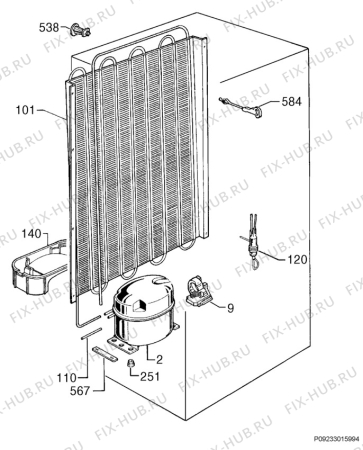 Взрыв-схема холодильника Electrolux ERC25291W - Схема узла Cooling system 017